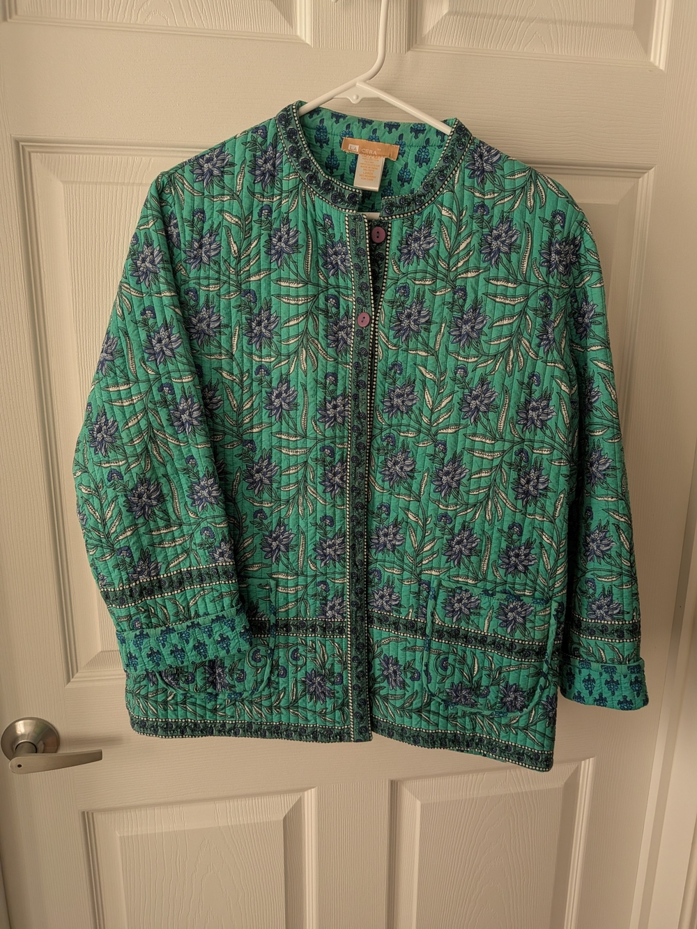 La Cera Teal Quilted Reversible Jacket